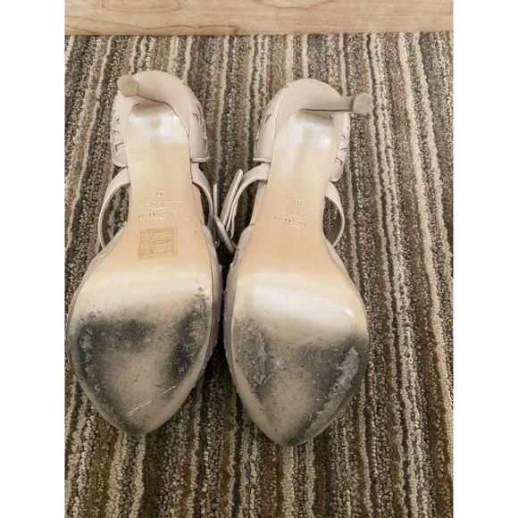 Valentino Garavani Nude Laser Cut Mary Jane Peep Toe Heels Sz 37 Made in Italy - Picture 8 of 14